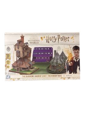 NEW Harry Potter Wizarding World 3D Puzzle -The Burrow, Hagrid’s Hut, Knight Bus